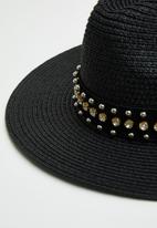 Superbalist - Studded trim straw hat - black