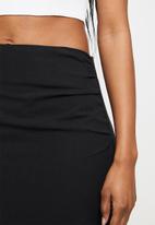 Trendyol - Straight side slit midi skirt - black