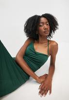 VELVET - Slinky knit cowl slip dress with tie detail - emerald