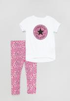 Converse - Cnvg tee & aop legging set - white & pink