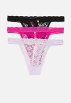 KANGOL - 3 Pack all-over lace thong - multi