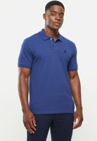 POLO - Mens stretch pique short sleeve golfer - dark blue