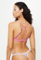 KANGOL - Lace a-frame bralette with galloon lace racerback strap - dusty pink