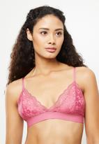 KANGOL - Lace a-frame bralette with galloon lace racerback strap - dusty pink