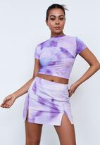 Factorie - Double split mini skirt - clydescope purple