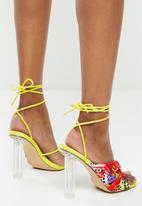 Miss Black - Glaze1 barely there block heel - yellow