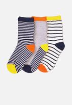 MINOTI - Teen boys 3-pack colour block knitted socks - multi