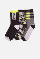 MINOTI - Teen boys 3-pack active camo knitted socks - multi