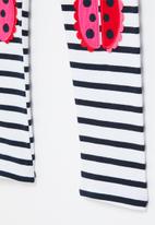 POP CANDY - Stripe legging - white & navy