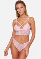 Trendyol - Lacy cross detail underwear set - powder pink
