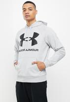 Under Armour - UA rival fleece big logo hoodie - light heather & black