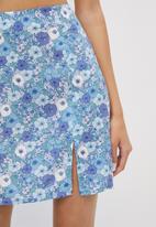 Blake - Aline mini skirt with side slit - blue 
