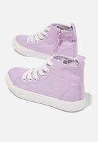 Cotton On - Classic canvas high top trainer - vintage lilac washed canvas