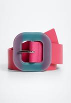 MANGO - Square buckle belt - pink