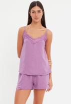 Trendyol - Lace woven pajamas set - lilac