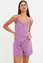 Trendyol - Lace woven pajamas set - lilac