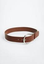 MANGO - Rounded buckle belt - brown