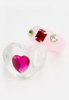 Superbalist - 2 pack ring set - clear & pink