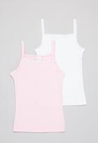 POP CANDY - 2 Pack cami vest - white & pink