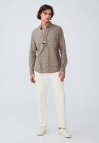 Cotton On - Ashby long sleeve shirt - mushroom