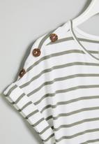 Superbalist - Girls short sleeve  striped  dress - khaki