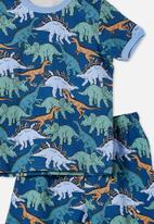 Cotton On - Felix short sleeve pyjama set - petty blue & dino stomp