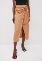 VELVET - Satin sarong skirt - neutral