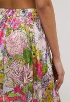 MILLA - Co-ord printed satin circle skirt - mediterranean floral