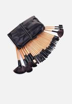 Glam Beauty - Black Make-Up Bag With 32 Bamboo Brushes