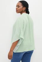 edit Plus - Wide sleeve mandarin blouse - sage