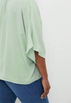edit Plus - Wide sleeve mandarin blouse - sage