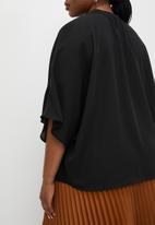 edit Plus - Wide sleeve mandarin blouse - black