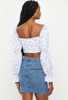 dailyfriday - Long sleeve puff top - white & blue