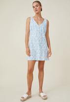 Cotton On - Haven v neck mini dress - tina tropical blue