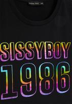 SISSY BOY - Crop top with holographic foil print logo - black