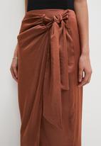 VELVET - Satin sarong skirt - cherry mahogany