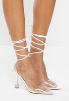 Miss Black - York1 ankle tie heel - white