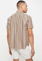 basicthread - Vertical stripe shirt - brown & white