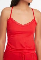 Trendyol - Lace knit pajamas set - red