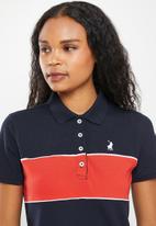 POLO - Kori short sleeve colour block golfer dress - navy
