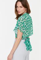Trendyol - Floral sheer blouse - green