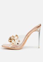 Miss Black - Monarch4 barely there stiletto mule heel - rose gold