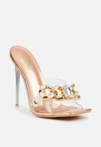 Miss Black - Monarch4 barely there stiletto mule heel - rose gold