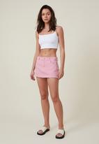 Cotton On - Denim low rise mini skirt - cafe pink