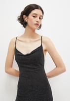 VELVET - Sparkle knit cowl mini dress - black & silver