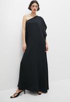 VELVET - Asymmetric maxi kaftan dress - black