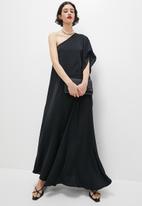 VELVET - Asymmetric maxi kaftan dress - black