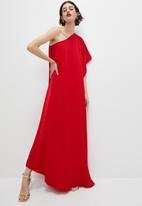 VELVET - Asymmetric maxi kaftan dress - red