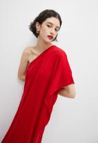 VELVET - Asymmetric maxi kaftan dress - red