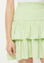 ONLY - Vicky mini smock skirt - white & green